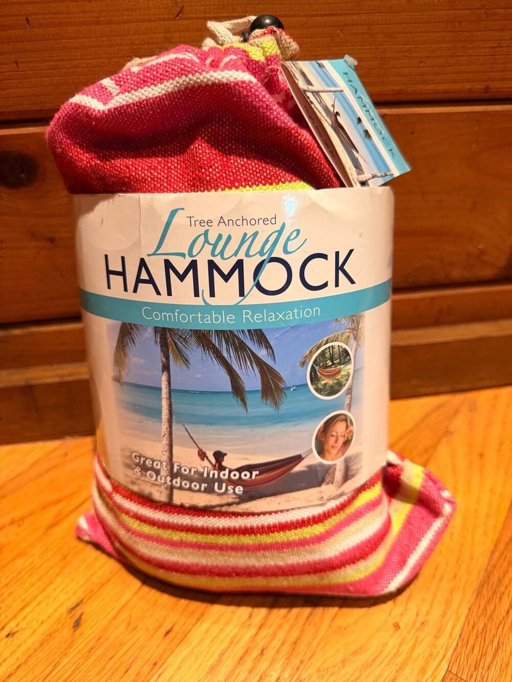 Blue Star Clothing Company Tree Anchored Lounge Hammock 78" x 31" Pink Striped